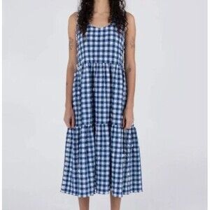 Wray Chic Blue Checkered Austin Midi Dress XL NWT